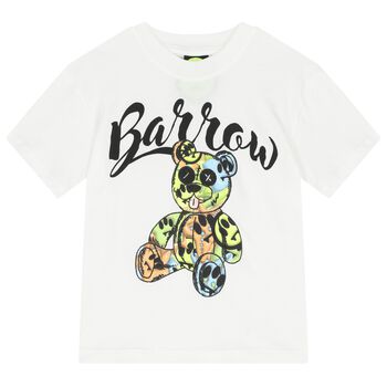 Boys White Teddy Bear Logo T-Shirt