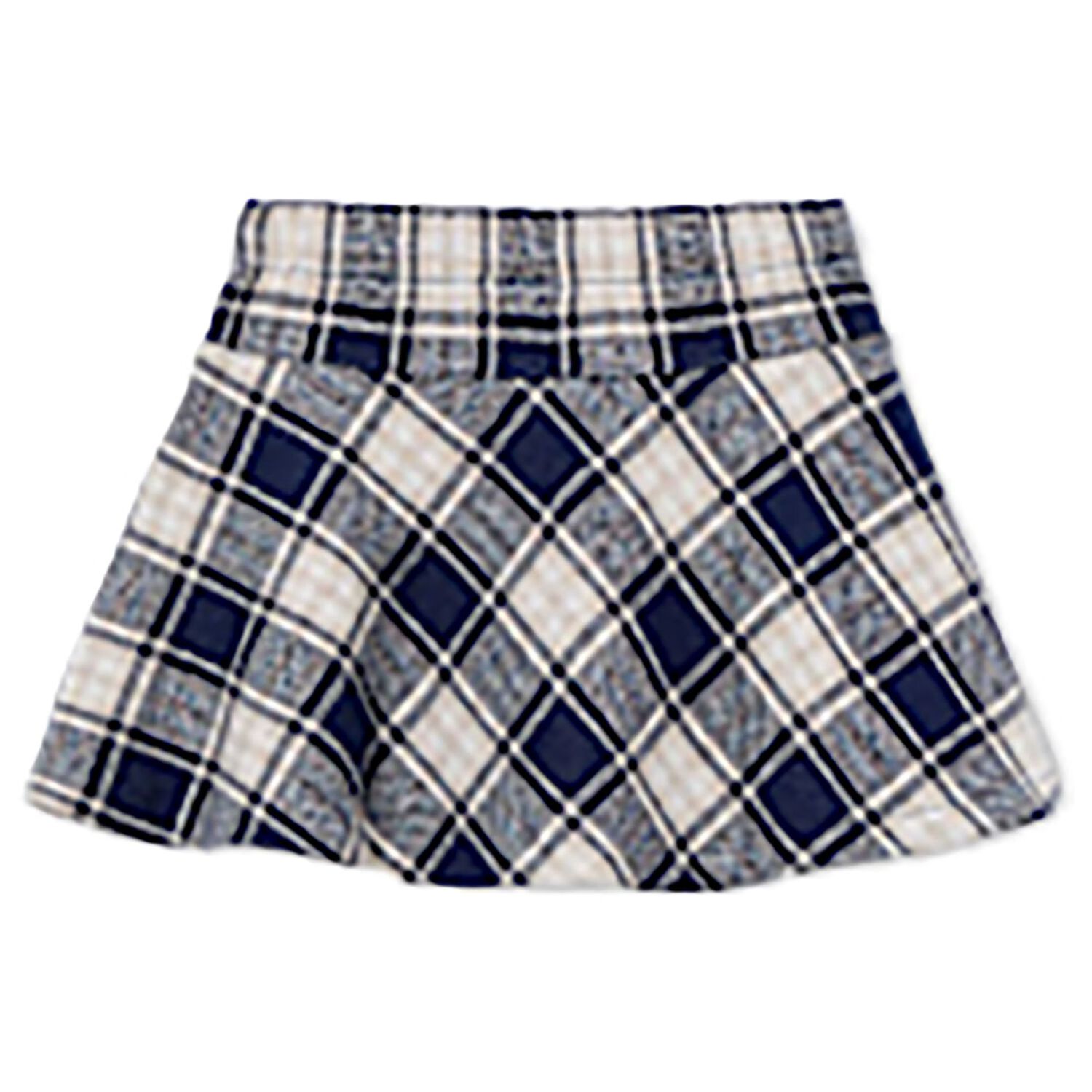 Girls Grey & Blue Check Skirt, 2, hi-res