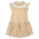 Girls Gold Glitter Ruffle Dress, 3, hi-res