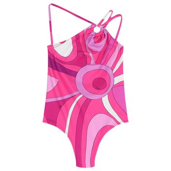 Girls Pink & Purple Logo Swimsuit