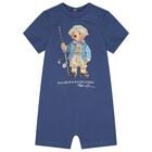 Baby Boys Blue Polo Bear Romper, 1, hi-res