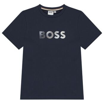 Boys Navy Blue Logo T-Shirt