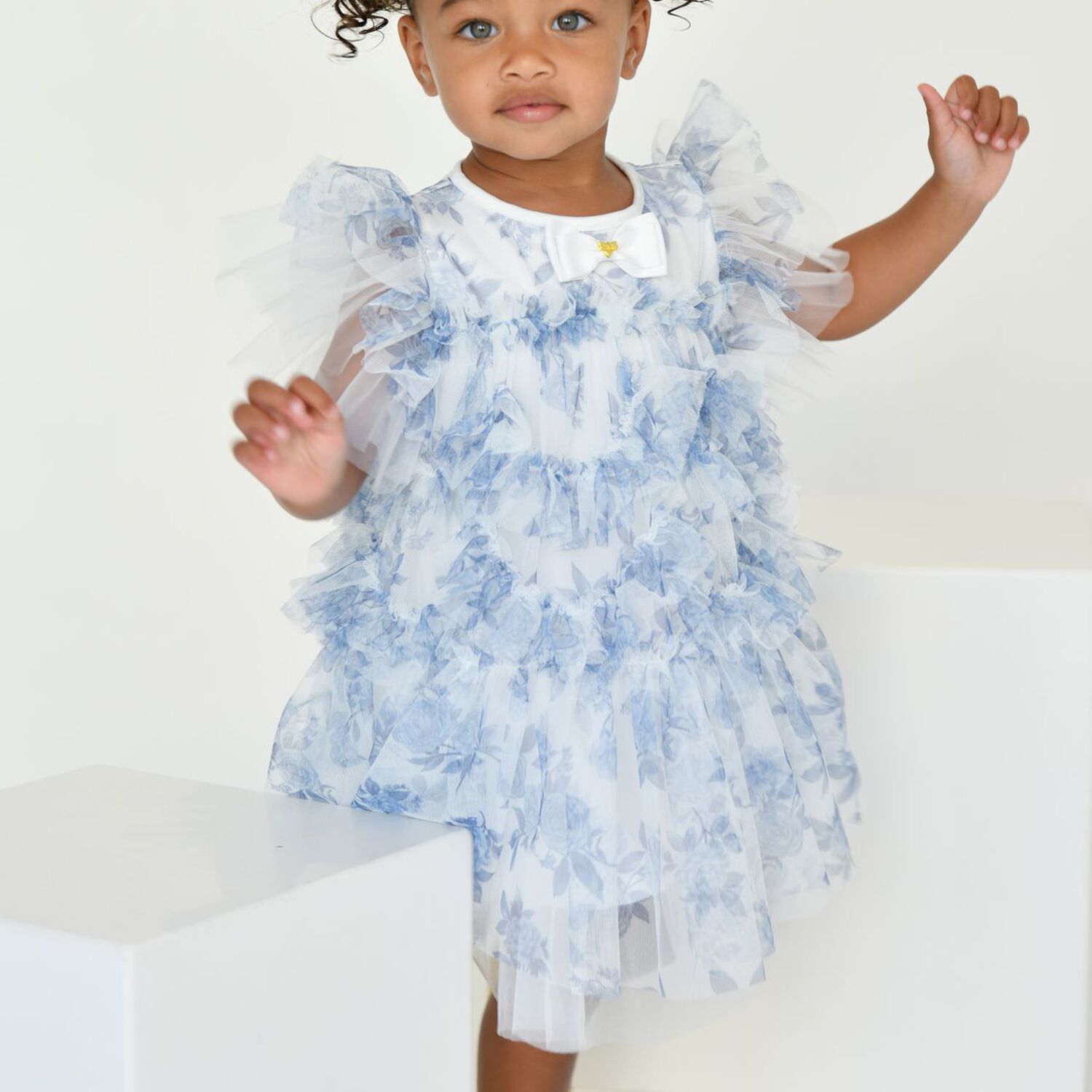 Baby Girls Blue Tulle Dress, 2, hi-res