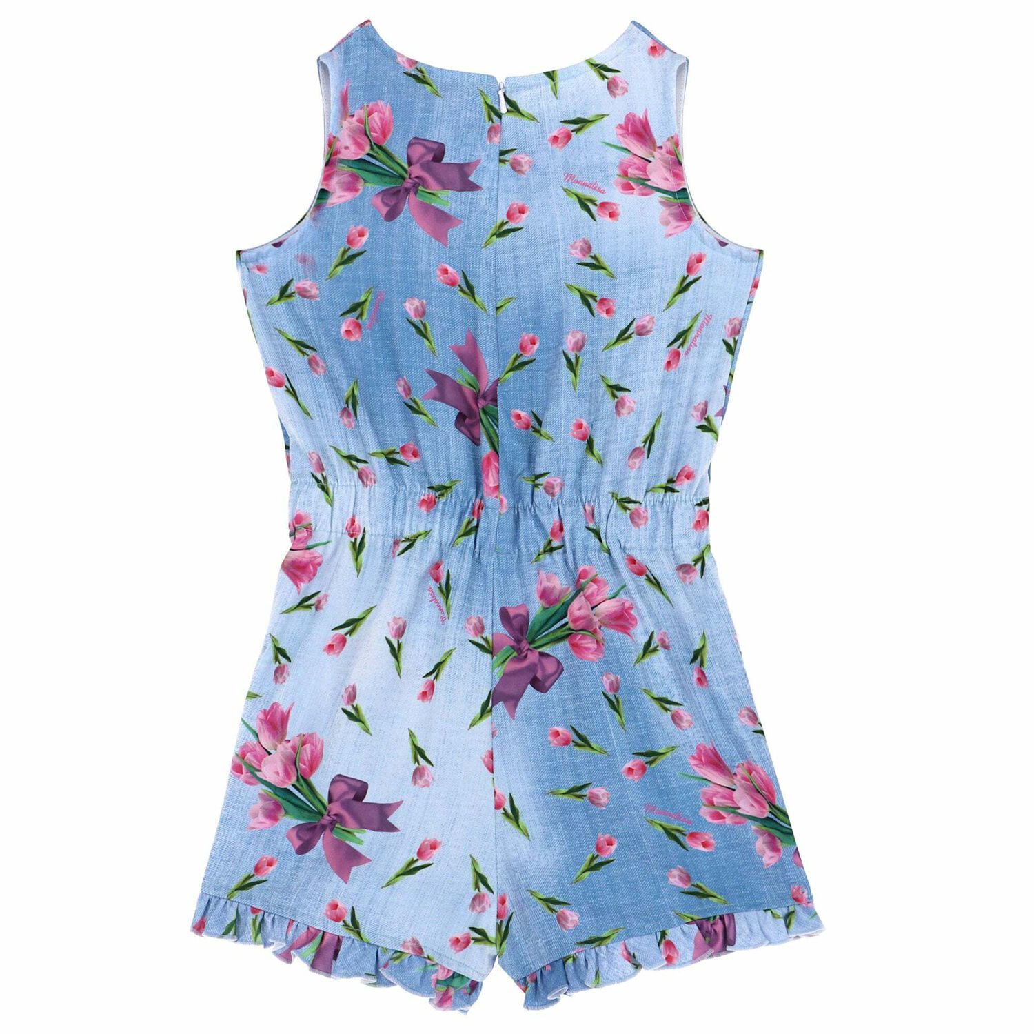 Girls Blue Floral Print Playsuit, 1, hi-res image number null