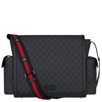Black GG Supreme Baby Changing Bag