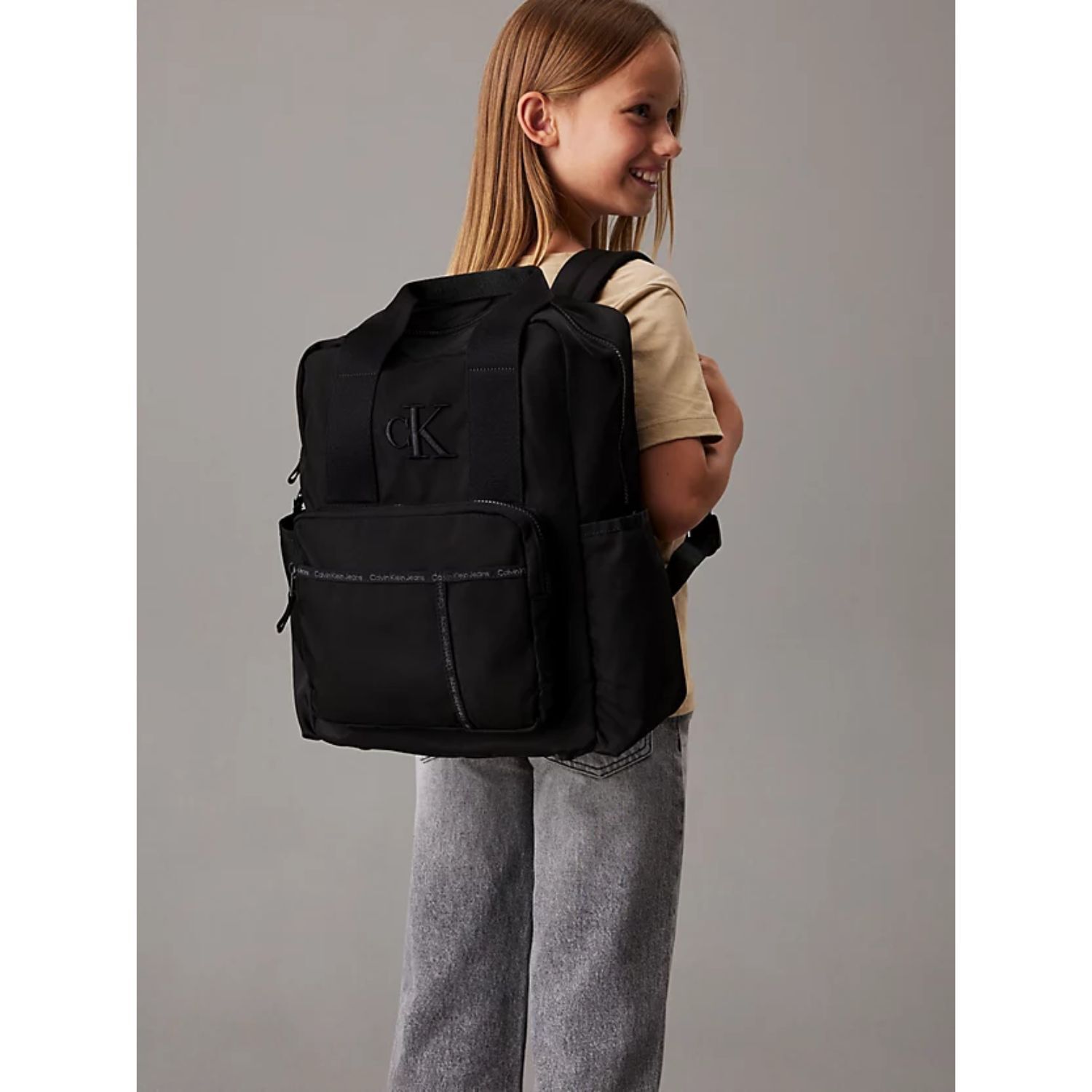 Black Logo Backpack, 1, hi-res