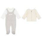 Baby Boys Ivory & Beige Knitted Babygrow Set, 1, hi-res