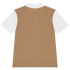 Boys White & Beige Logo Polo Shirt, 2, hi-res