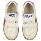 Girls Ivory & Pink Logo Trainers, 1, hi-res