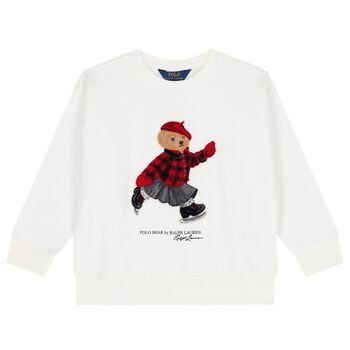 Ralph Lauren Girls Ivory Polo Bear Sweatshirt, 1 Girls Ivory Polo Bear Sweatshirt