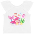 Younger Girls White & Pink Shorts Set, 1, hi-res