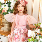 Girls Pink Floral Chiffon Dress, 1, hi-res