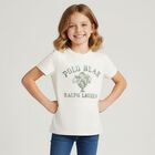 Girls White Polo Bear T-Shirt, 1, hi-res
