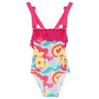 Girls Pink Flower Swimsuit, 1, hi-res