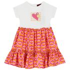 Girls White & Orange Logo Heart Dress, 1, hi-res