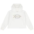 Girls Ivory Logo Hooded Top, 1, hi-res