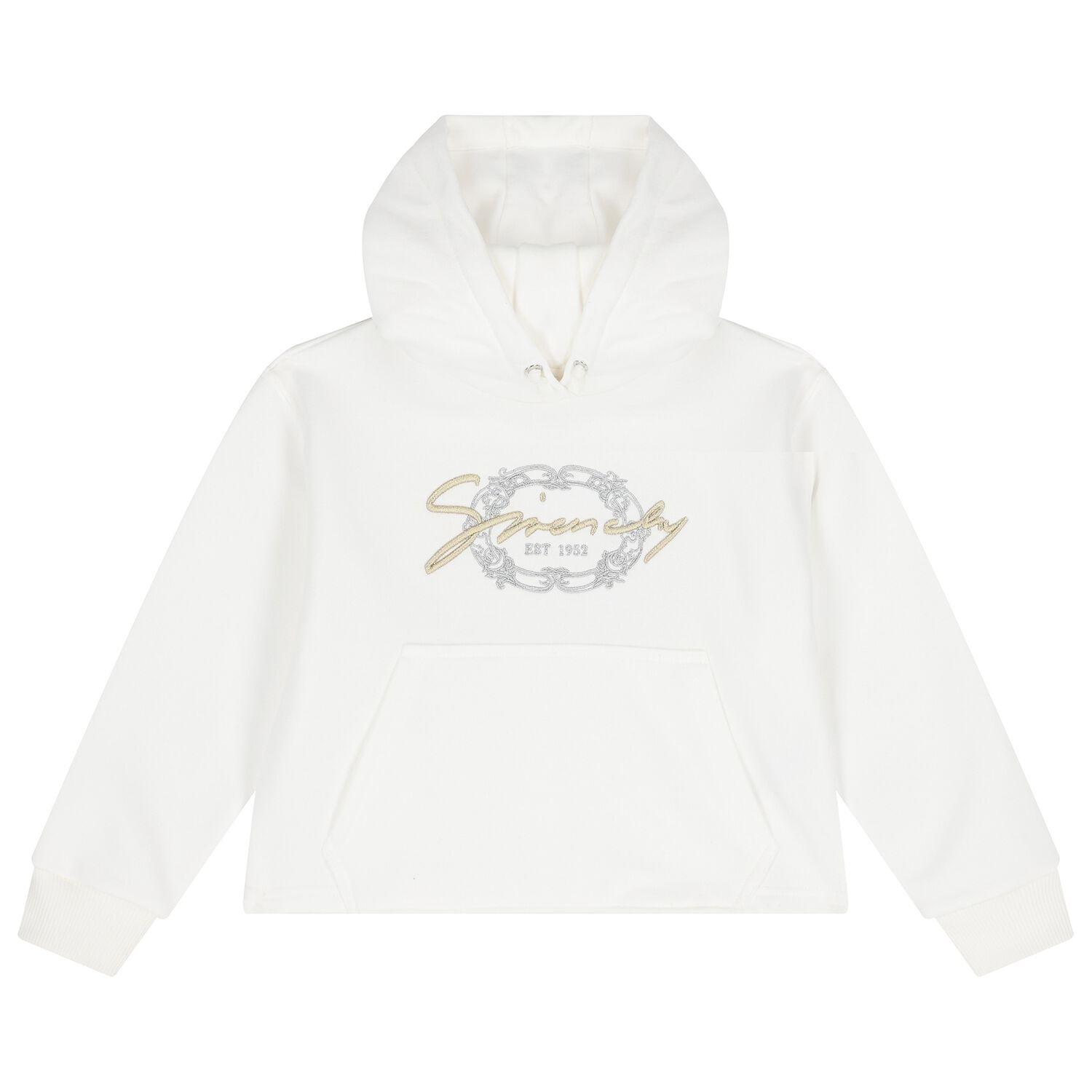 Girls Ivory Logo Hooded Top, 1, hi-res