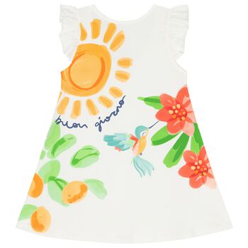 Girls White Ruffled Dress