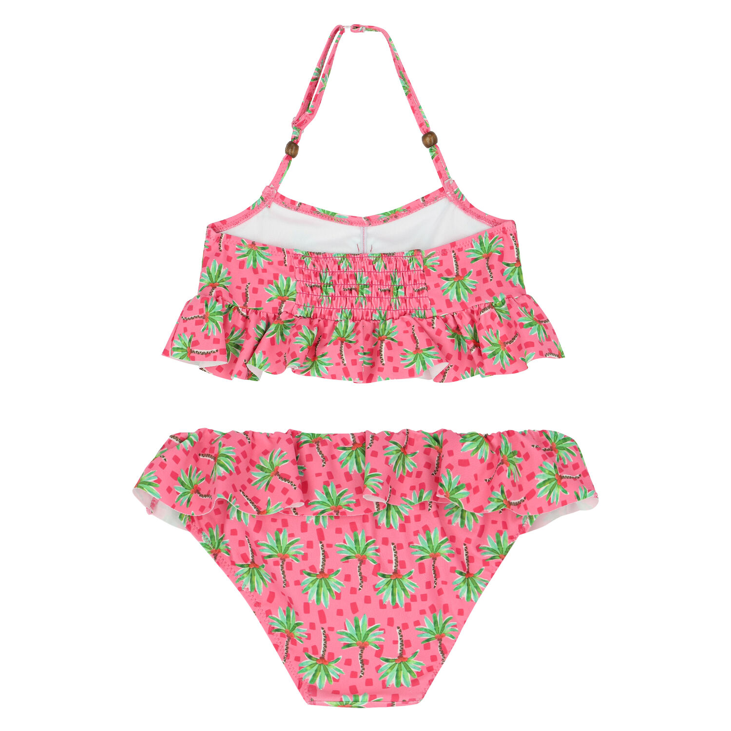 Girls Pink Palm Tree Bikini, 1, hi-res