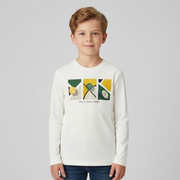 Boys Ivory Long Sleeve Top