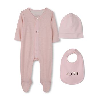 Baby Girls Pink Logo Babygrow Gift Set