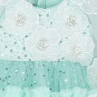Younger Girls Green Tulle & Sequin Flower Dress, 1, hi-res