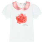 Girls White & Coral Roses Skirt Set, 1, hi-res