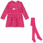 Girls Pink Printed Dress, 1, hi-res