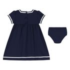 Baby Girls Navy Blue Logo Dress Set, 1, hi-res
