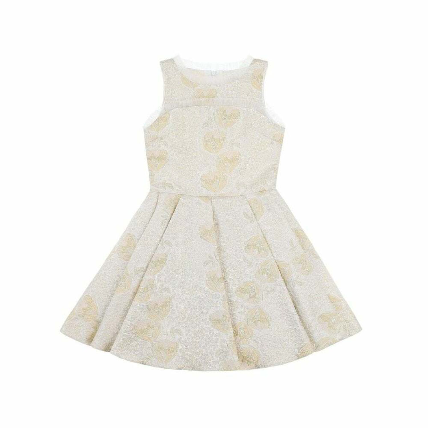 Older Girls Gold Brocade Dress, 1, hi-res image number null