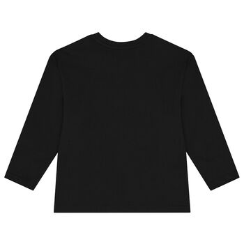 Girls Black Crystal Logo Long Sleeve Top