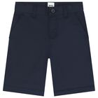 Boys Navy Blue Chino Shorts, 3, hi-res