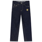 Boys Navy Blue Logo Denim Jeans, 1, hi-res