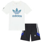 White & Black Logo Shorts Set, 1, hi-res