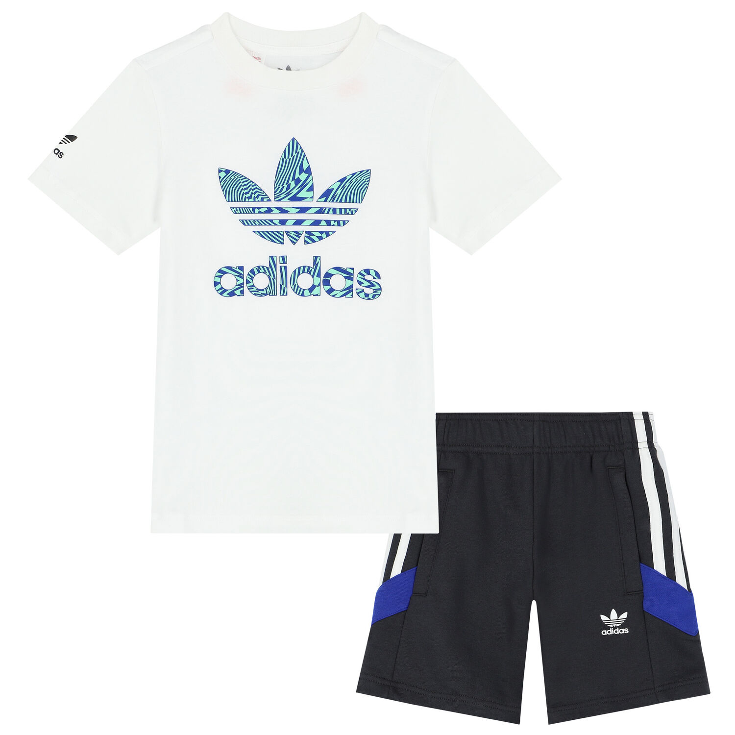 White & Black Logo Shorts Set, 1, hi-res