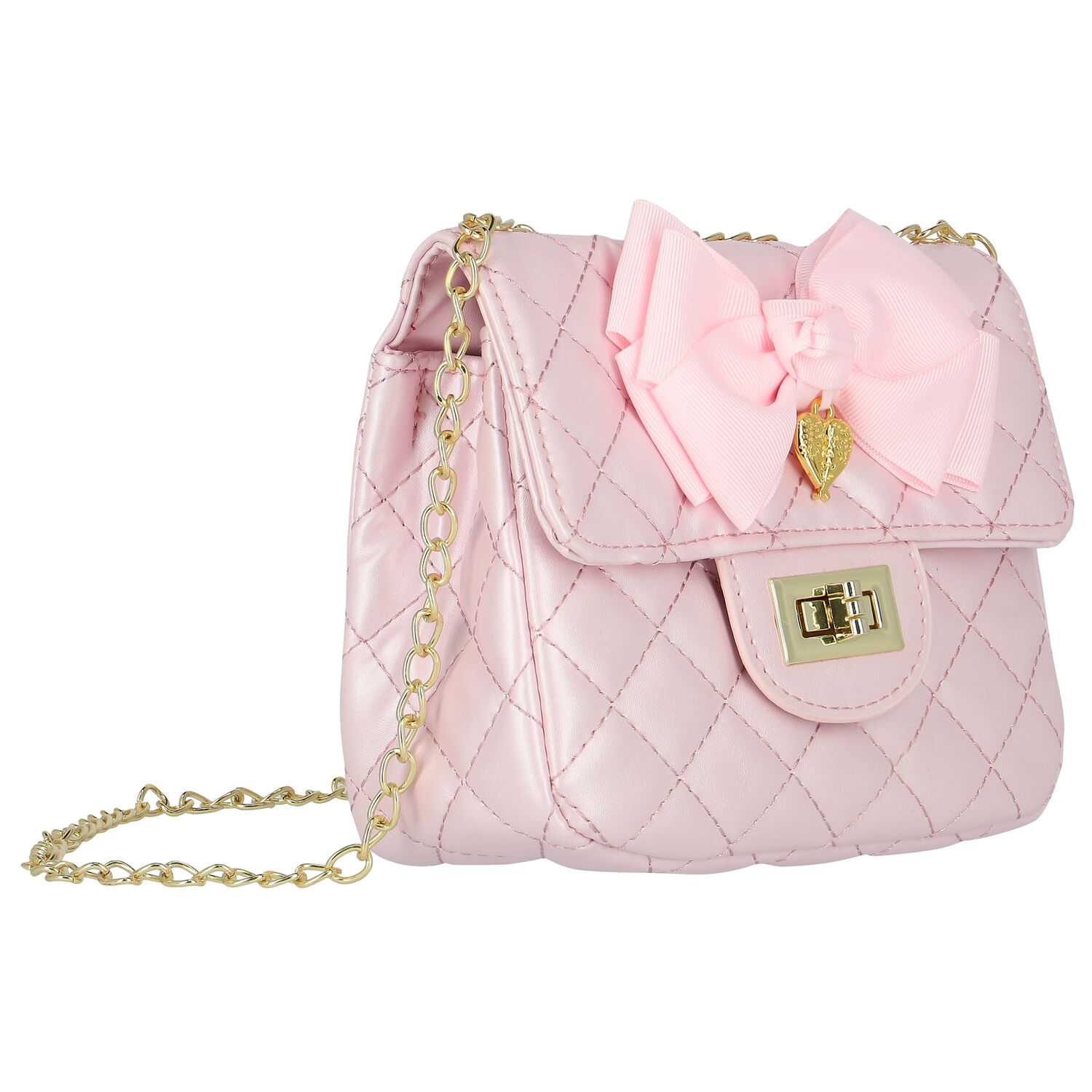 Girls Pink Bow Handbag, 5, hi-res image number null