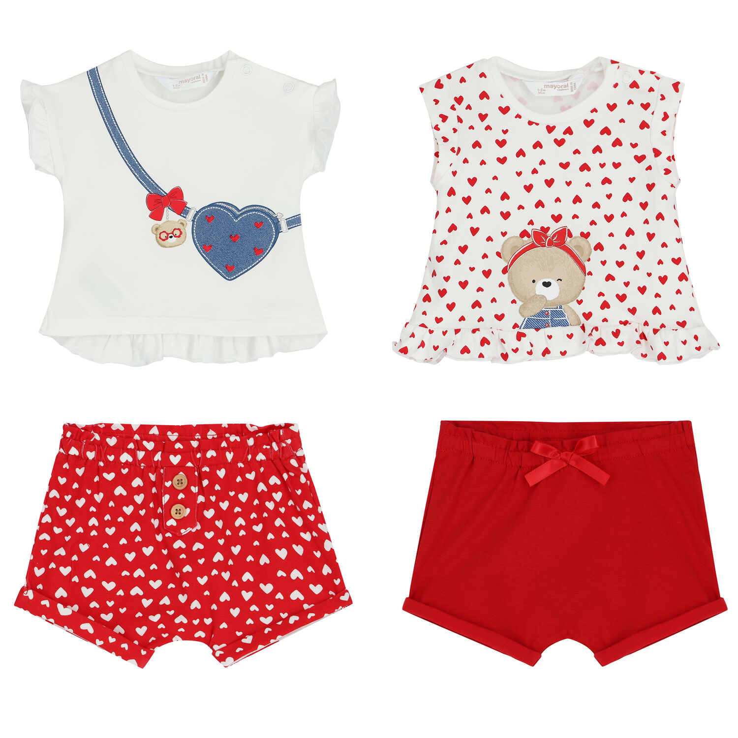 Baby Girls T-Shirt & Shorts Set (4 Piece), 1, hi-res