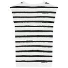 Girls White & Black Striped Dress, 1, hi-res
