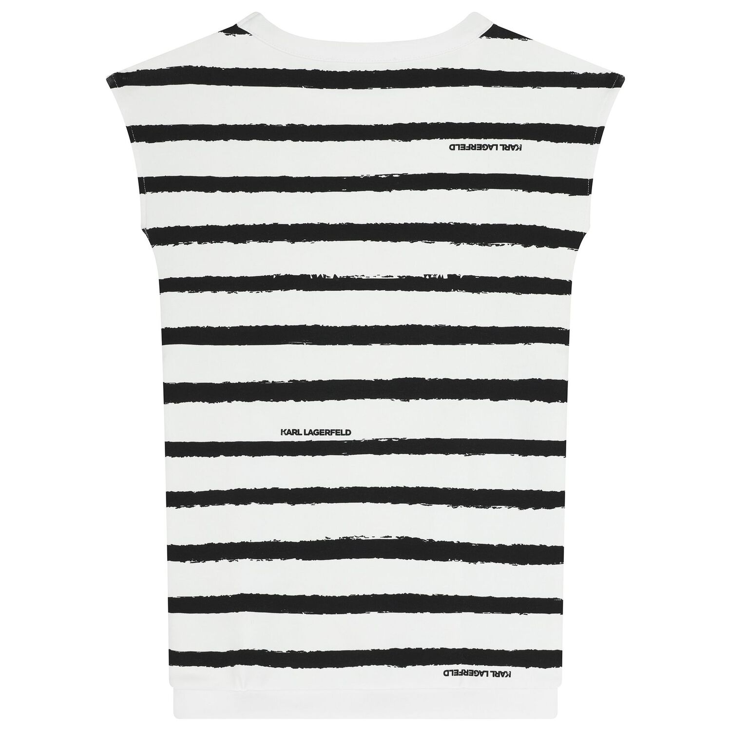 Girls White & Black Striped Dress, 1, hi-res
