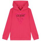 Girls Pink Logo Hooded Top, 4, hi-res