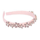 Girls Pink Velvet Embellished Headband, 1, hi-res