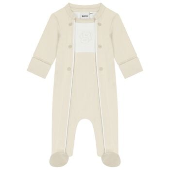Baby Boys Ivory Logo Babygrow