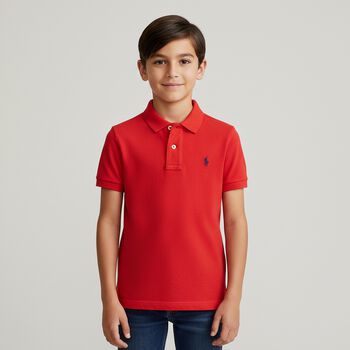 Boys Red Logo Polo Shirt