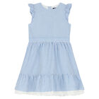 Girls White & Blue Striped Dress, 1, hi-res