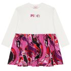 Girls Pink & White Logo Orchidee Dress, 1, hi-res