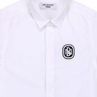Boys White Embroidered Logo Shirt, 1, hi-res