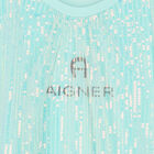 Girls Aqua Sequin Logo Dress, 1, hi-res