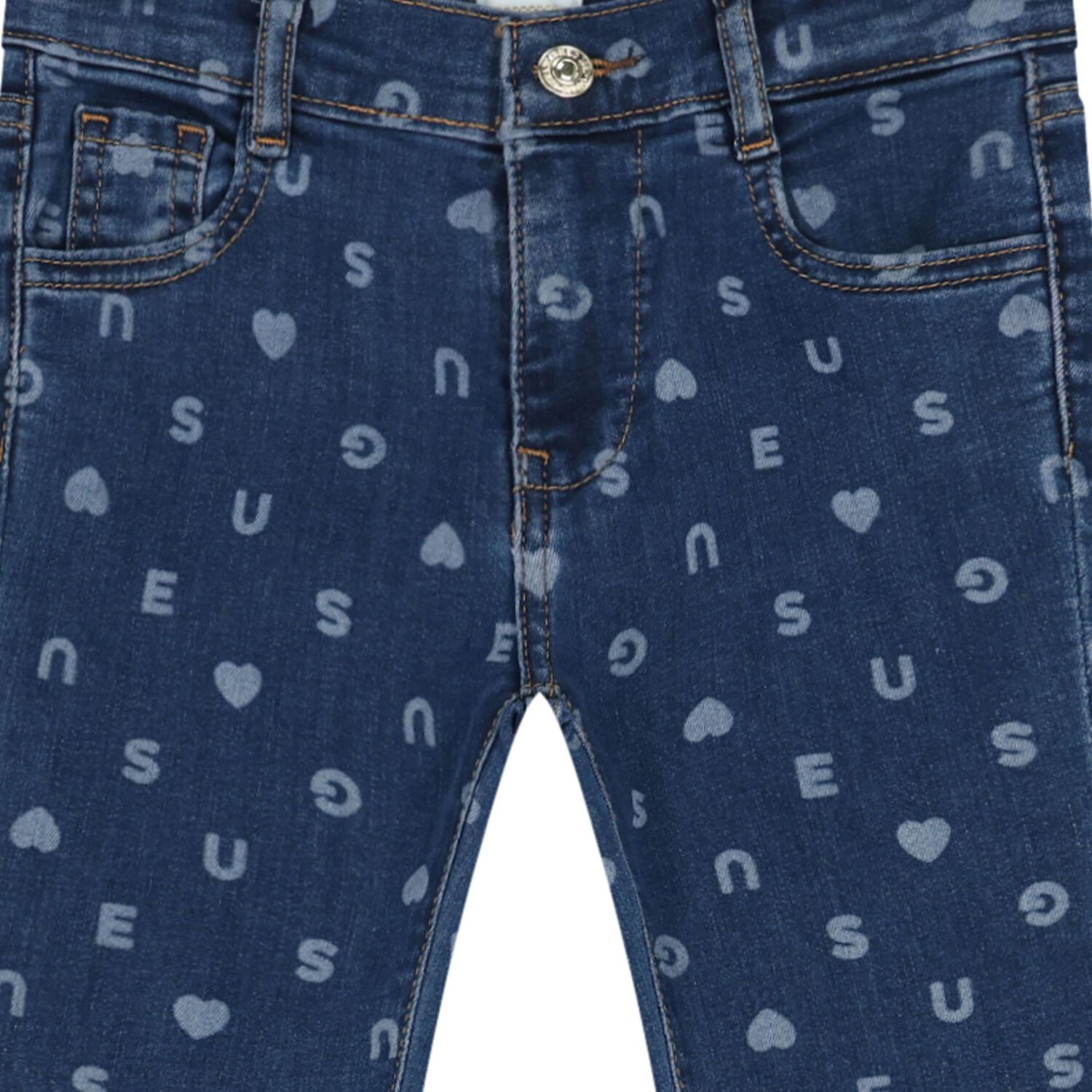 Girls Blue Denim Logo Jeans, 1, hi-res