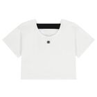 Girls White Logo T-Shirt, 1, hi-res