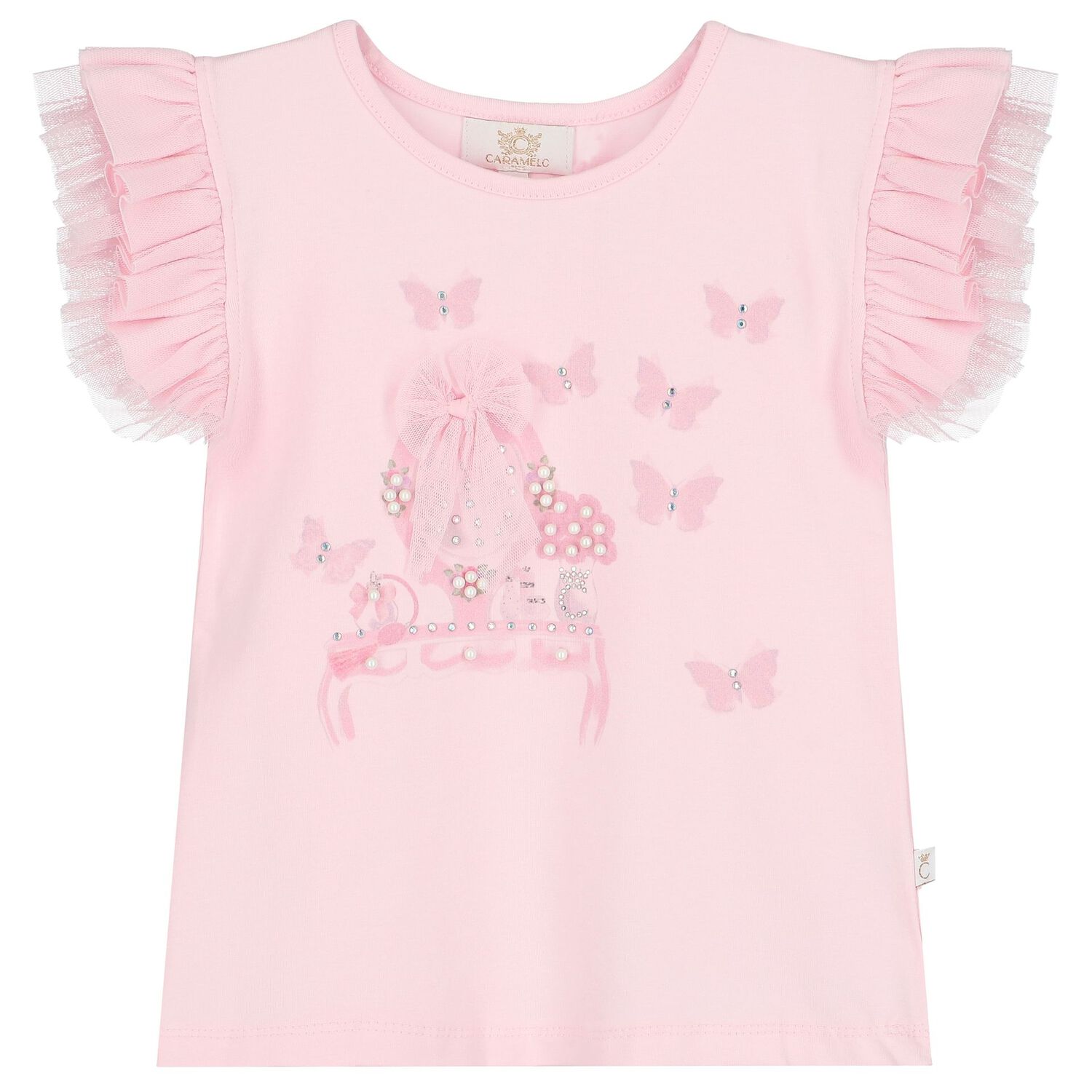 Girls Pink Embellished Tulle Skirt Set, 1, hi-res